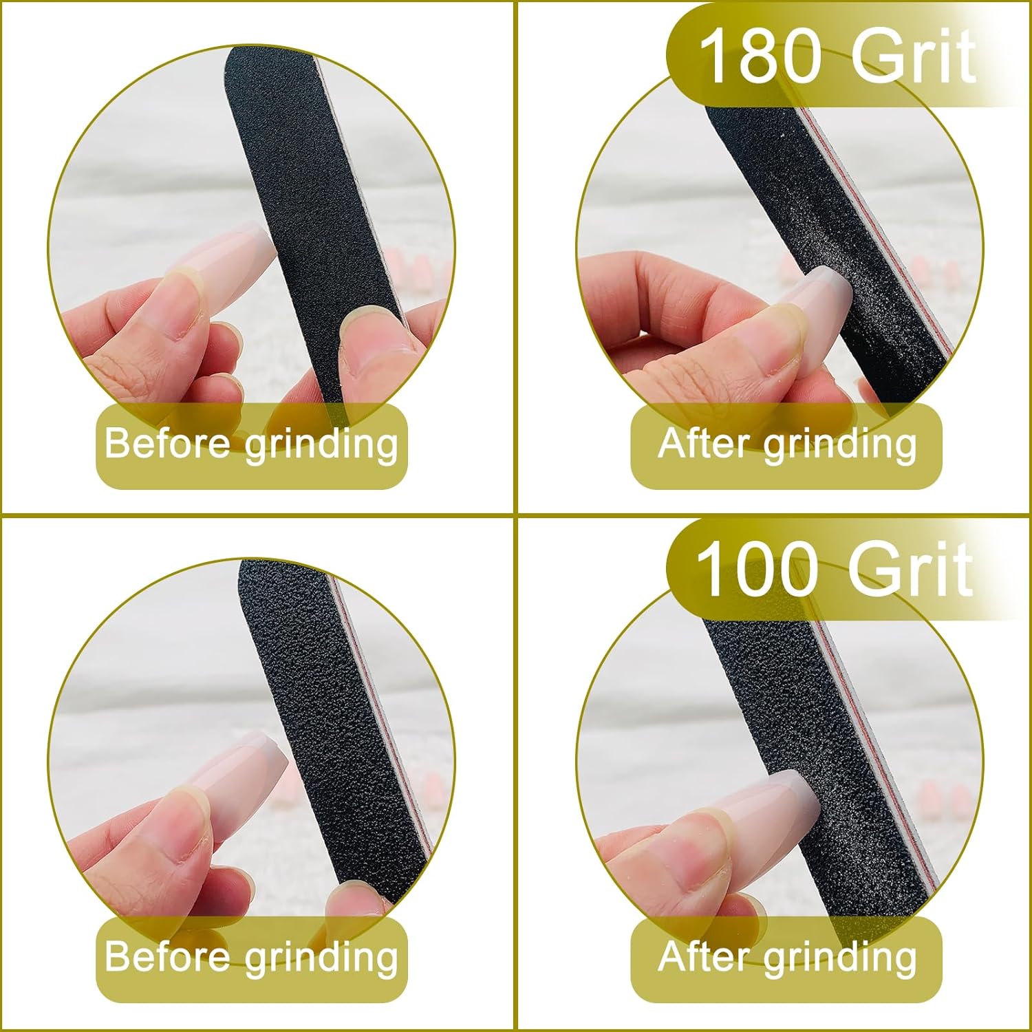 HeeYaa Nail File 10 PCS Professional Double Sided 100/180 Grit Nail Files Emery Board Black Manicure Pedicure Tool and Nail Buffering Files