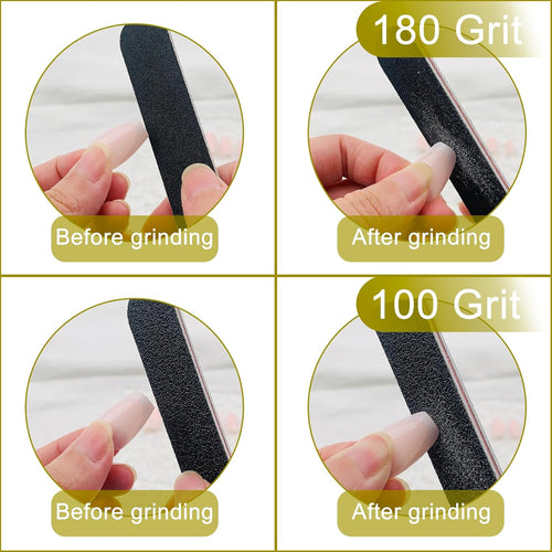 HeeYaa Nail File 10 PCS Professional Double Sided 100/180 Grit Nail Files Emery Board Black Manicure Pedicure Tool and Nail Buffering Files